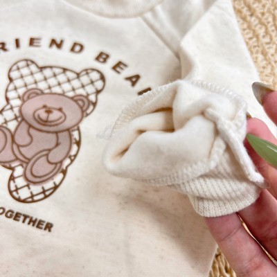 Conj. Casaco Friend Bear e Calça de Moletom - Areia e Marrom